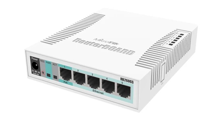 Switch 5x RJ45 1000Mb/s, 1x SFP MikroTik CSS106-5G-1S