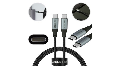 AUDA CableTime Kabel USB 2.0 typ-C (wtyk / wtyk) Quick Charge 4.0 Power Delivery 2.0 (5A 100W) czarny-nikiel /1m/
