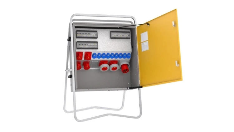 Rozdzielnica budowlana elBOX-XL W125-022209 IP44 wtyk CEE 125A-5P gn: 9xGK 230V 16A 2x16A 2x32A 2x63A 4xRCCB