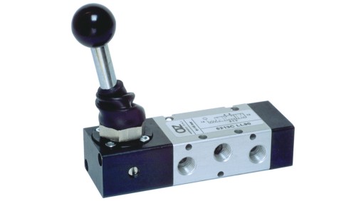 Zawór rozdzielający pneumatyczny ręczny 5/2 G 1/8 monostabilny, ze sprężyną, dźwignia, AZ Pneumatica