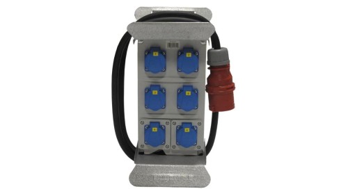 Rozdzielnica budowlana elCARRY C32-0006 IP44 w stojaku, 2m H07RN-F 5G4 z wtyczką CEE 32A-5P, 6x gniazdo GK 230V 16A 46381210