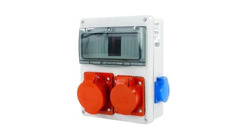Rozdzielnica siłowa n/t 1x16A 5P 1x32A 5P 2x230V 8-mod. 240x190x86mm NBOX-8M.3