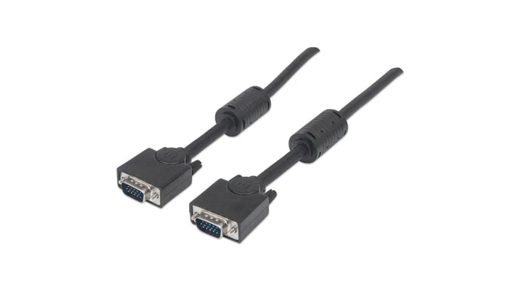 Kabel Monitorowy SVGA D-Sub 15M-15M z Ferrytem 10m Czarny