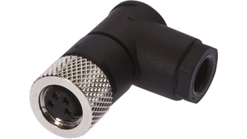 Gniazdo kablowe kątowe połączenie lutowane fi3,5-5mm 4A 30V -40-85stC M8 żeńskie 4-PIN IP67 VK003071