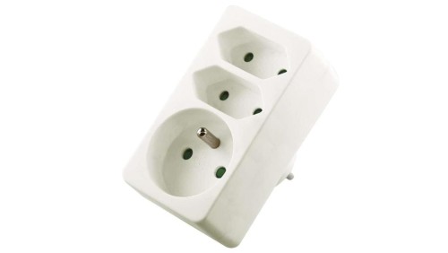 Rozgałęźnik wtyczkowy 1-gniazdo z/u + 2x Euro biały P0025
