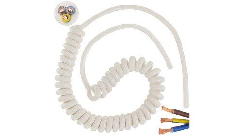 Przewód OMY spiralny H03VVH8-F 3x1 0,8m / 3,9m biały