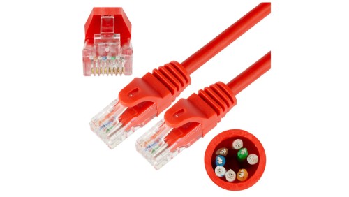 Patchcord UTP kat.5e kabel sieciowy LAN 2x RJ45 linka czerwony 1,5m NEKU