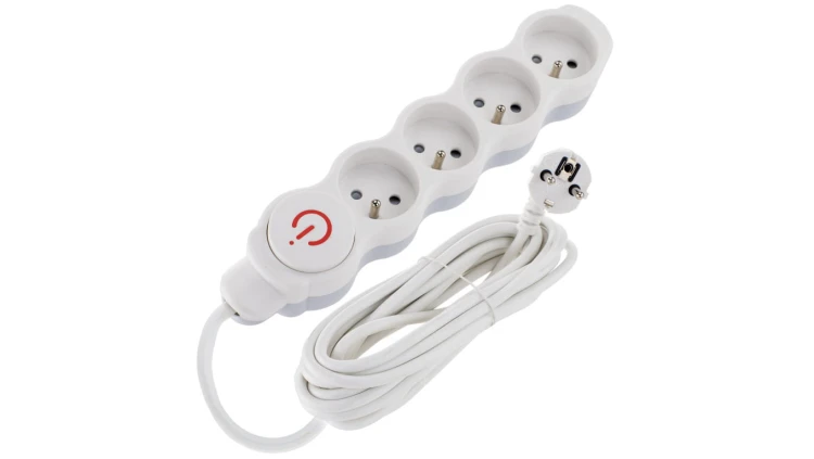Przedłużacz prądowy 1.5m 4xGN (2P+Z) 3x1,5mm2 z wyłącznikiem