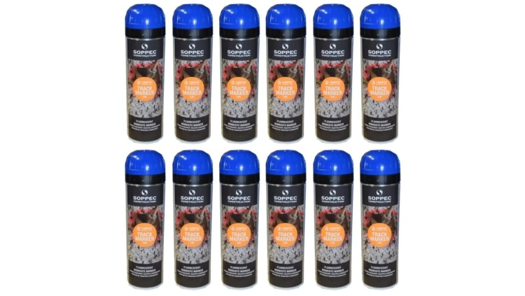 Farba geodezyjna do znakowania spray niebieska 12 sztuk SOPPEC Track Marker