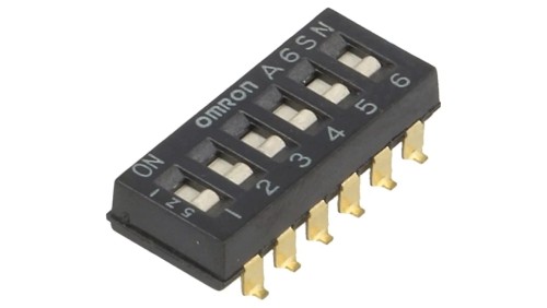 Przełącznik DIP-SWITCH Ilość sekcji 6 ON-OFF 0,025A/24VDC A6SN-6101