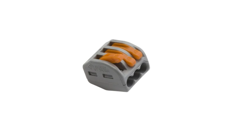 Szybkozłączka z dźwignią 3x 0,08-4mm2 jasnoszary 222-413 /opak.50szt./