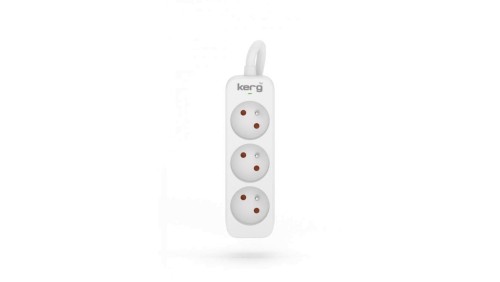 Przedłużacz KERG bez wyłącznika-3 gniazda-biało-szary-10m-16A-H05VV-F-3x1,5mm2