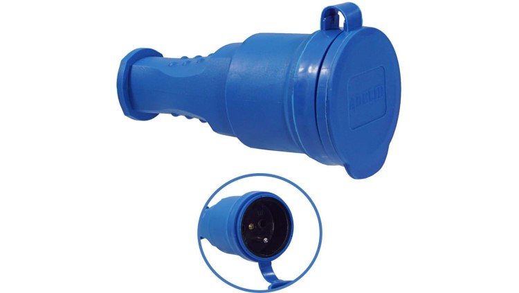 Gniazdo przenośne gumowe 16A 230V IP44 niebieskie AEI602279-B