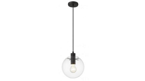 Zwis Puerto z okrągłym szklanym kloszem Ø20cm i czarnym przewodem do salonu LP-004/1P S BK Light Prestige