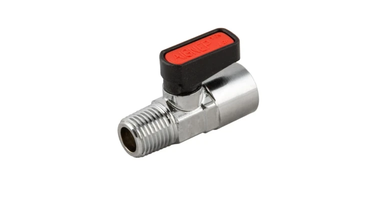 Zawór kulowy Ghilux mini R 1/8 GZ - R 1/8 GW, PN20, gwintowany, mosiądz niklowany, PTFE/NBR