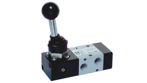 Zawór rozdzielający pneumatyczny ręczny 3/2 G 1/8 NC, monostabilny, powrót sprężyną, dźwignia