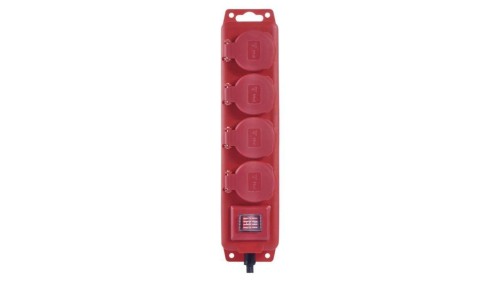 Przedłużacz z wyłącz. 4 gn 5m 15mm IP44 guma czerwony P14151