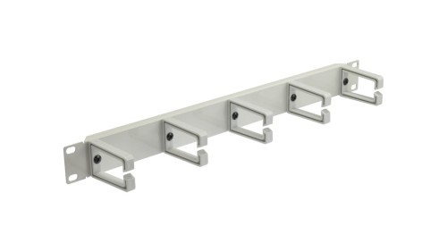 Organizator kabli RACK 19 cali 1U metalowy szary z plastikowymi uchwytami NEKU