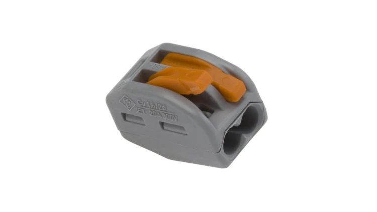 Szybkozłączka z dźwignią 2x 0,08-4mm2 jasnoszara 222-412 /opak.50szt./