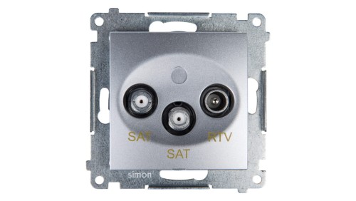 Simon 54 Gniazdo antenowe RTV/SAT/SAT końcowe srebrny mat DASK2.01/43