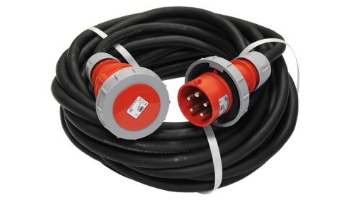 Przedłużacz budowlany siłowy elCORD CEE 32A 400V IP67 30m H07RN-F 5G6 z wtyczką i gniazdem CEE 32A-5P IP67 30366300