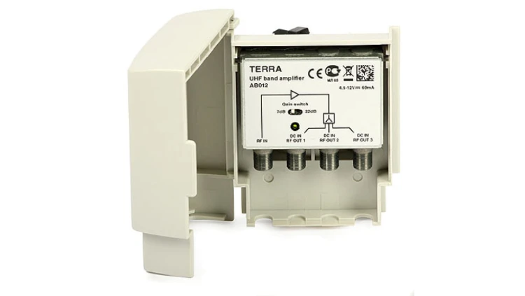 Wzmacniacz masztowy DVB-T UHF AB012 Terra (22 dB DC 5V/12V)