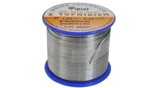 Cyna lutownicza spoiwo lutownicze topnikiem 1mm 250g SN60PB40