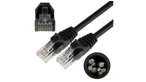 Patchcord UTP kat.5e kabel sieciowy LAN 2x RJ45 linka czarny 3m NEKU