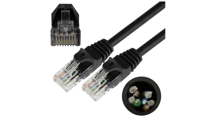 Patchcord UTP kat.5e kabel sieciowy LAN 2x RJ45 linka czarny 3m NEKU