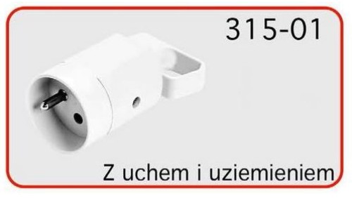 Gniazdo z uchem z uziemieniem 2P+Z 16A 250V IP20 białe 315-01