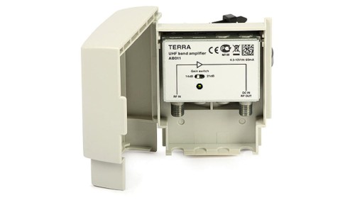 Wzmacniacz masztowy DVB-T UHF AB011 Terra (27 dB DC 5V/12V)