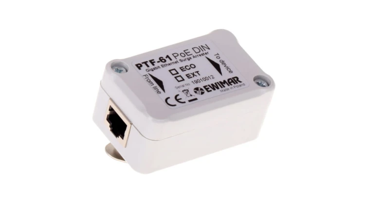Ochronnik przeciwprzepięciowy sieci LAN 1000Mbit na szynę DIN, PTF-61-ECO / DIN PTF-61-ECO/PoE/DIN