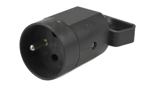 Gniazdo przenośne na kabel 2P+Z 16A czarne, uchwyt