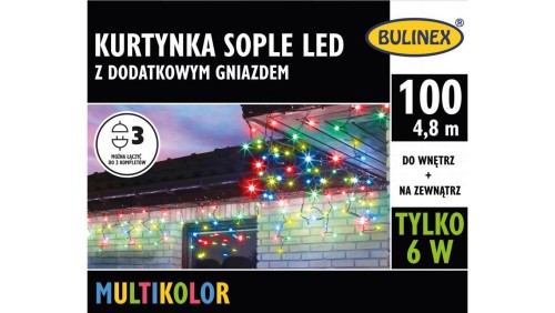 Lampki Bulinex 100led multikolor 4,80m kurtyna