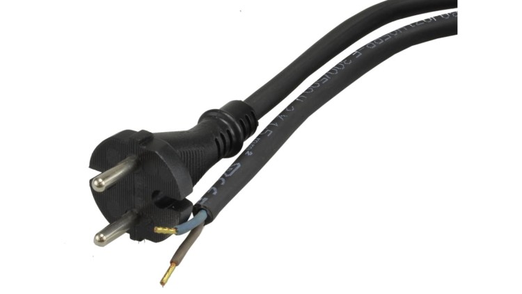 Przewód z wtyczką gumowy 2x1,5mm 3m czarny