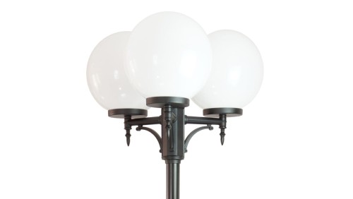 Oprawa parkowa, maszt oświetleniowy Kule Classic OGMWN 3 300 OP, E27 3 x max 100W, kolor czarny, klosz biały, regulowana wysokoś