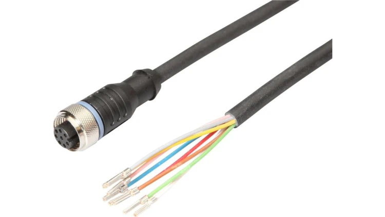 Kabel przyłączeniowy, 10m, M12 żeński 8-PIN prosty, Końcówka wolna, 8-żyłowy, PUR, Ø5,9mm VKA00A25