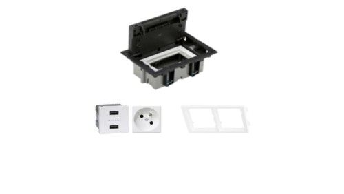 KONTAKT SIMON FLOOR BOX puszka podłogowa 1x gniazdo pojedyncze + 1x gniazdo USB ładowania podwójne do podłóg technicznych ( podn