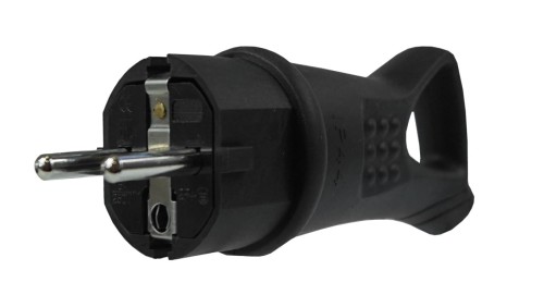 Wtyczka gumowa 16A 230V IP44 z uchwytem czarna AEI602297