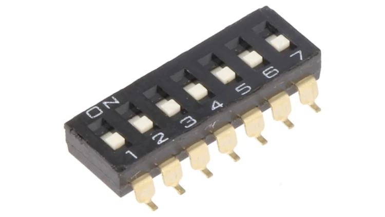 Przełącznik DIP-SWITCH Ilość sekcji 7 ON-OFF 0,025A/24VDC A6S-7102-H