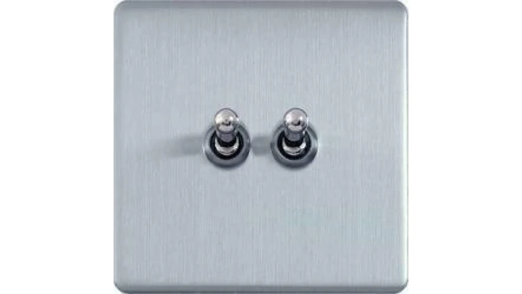 Varilight Włącznik uchylny podwójny Metal steel stal szczotkowana dżwigniowy o 3