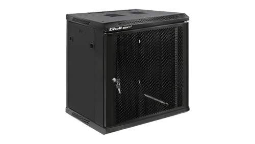 Qoltec Szafa RACK 19 12U 600 x 635 x 450 Perforowane drzwi Wisząca Stalowa obudowa Zamek Czarna