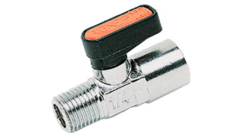 Zawór kulowy Ghilux mini R 1/4 GZ - R 1/4 GW, PN20, gwintowany, mosiądz niklowany, PTFE/NBR