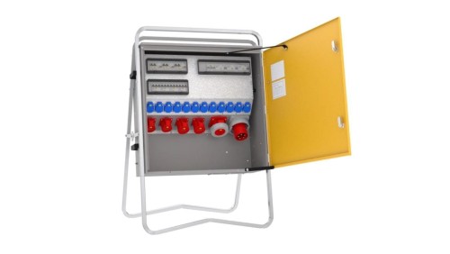 Rozdzielnica budowlana elBOX-XL W125-01220C IP44 wtyk CEE 125A-5P gn: 12xGK 230V 16A 2x16A 2x32A 1x63A 6xRCCB