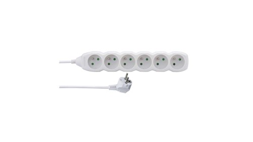 Przedłużacz 6-gniazd z/u 2m /H05VV-F 3G1/ biały P0612