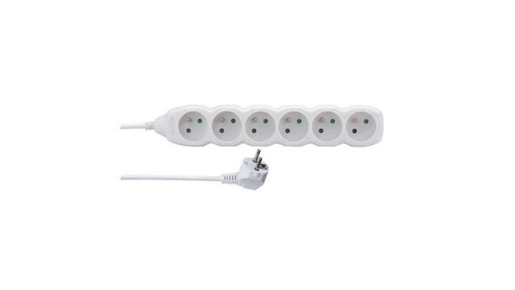 Przedłużacz 6-gniazd z/u 2m /H05VV-F 3G1/ biały P0612