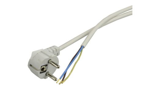 Przewód z wtyczką kątową 3x1,0mm 4,5m biały