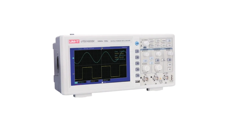 Oscyloskop cyfrowy stacjonarny 2-kanałowy 100MHz, wyświetlacz LCD 800x480 interfejst USB OTG UTD2102CEX