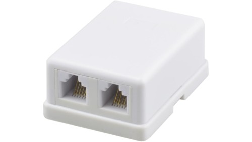 Gniazdo telefoniczne 2xRJ11 (RJ14) 6P4C natynkowe NEKU
