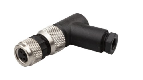 Gniazdo kablowe kątowe połączenie śrubowe fi5mm 4A 60V -40-85stC M8 żeńskie 4-PIN IP67 VK003171